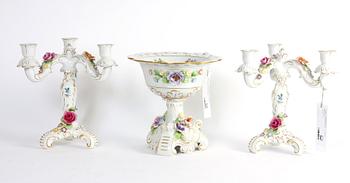 BORDSUPPSATS, 3 delar, porslin, rokokostil,
Tyskland.