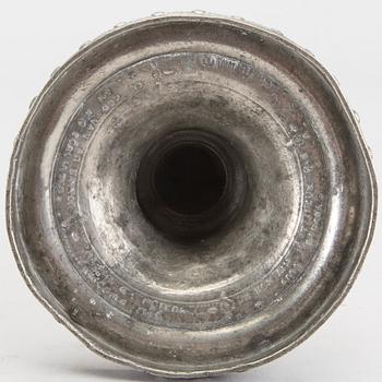 Martin Gustaf Moberg, a signed and dated 1786 pewter candle stick.