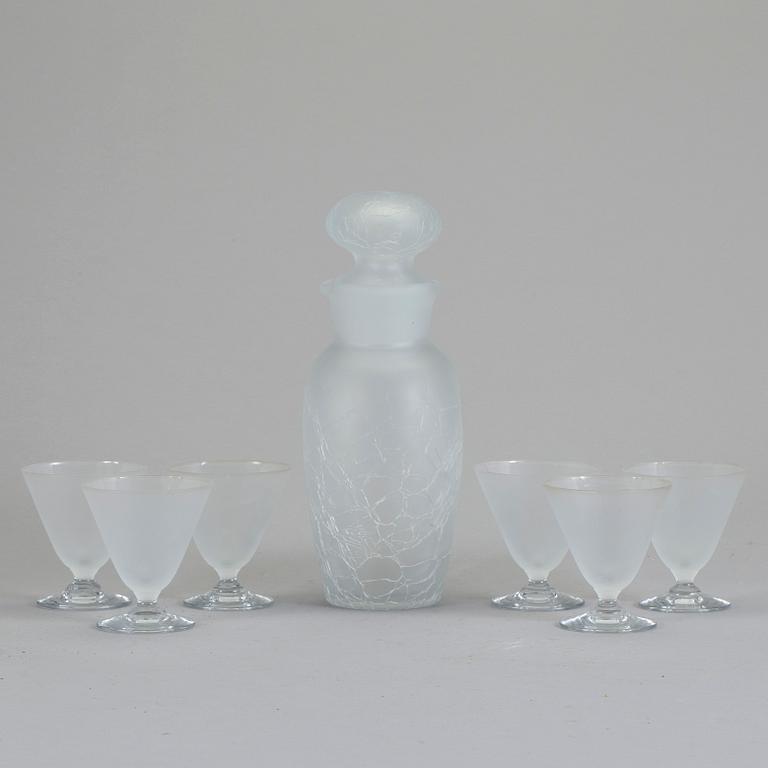 SHAKER OCH COCKTAILGLAS, 7 delar, glas, Reijmyre, 1900-talets andra hälft.