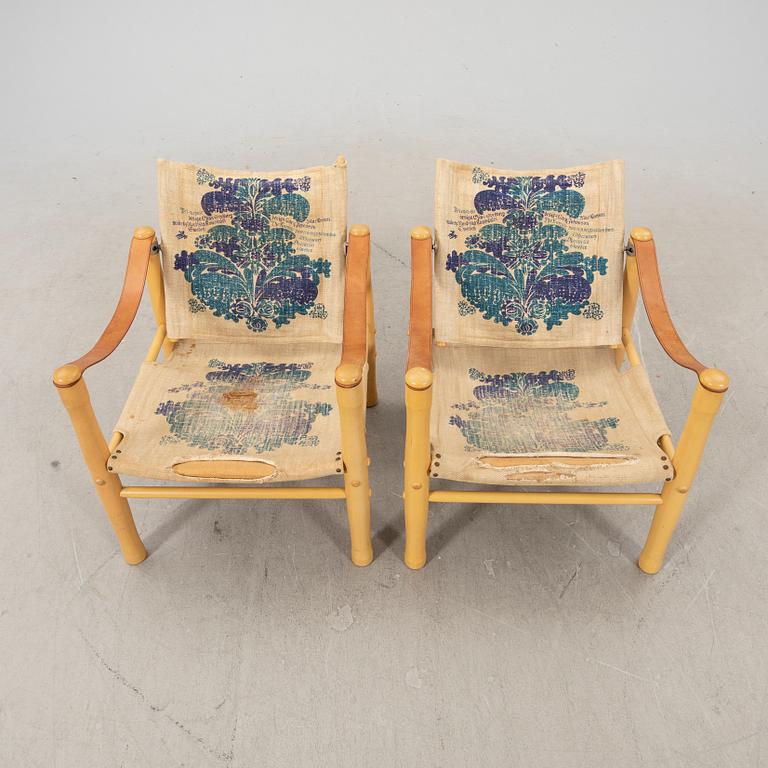 Elias Svedberg, a pair of Safari armchairs from Triva, NK (Nordiska kompaniet) later part of the 20th century.