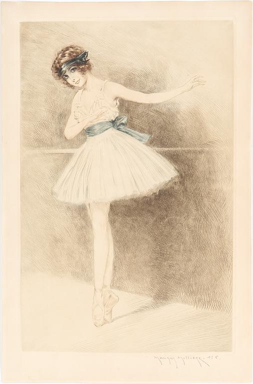 MAURICE MILLIERE, "Ballerina". Torrnål i färg. Signerad och numrerad No 5.