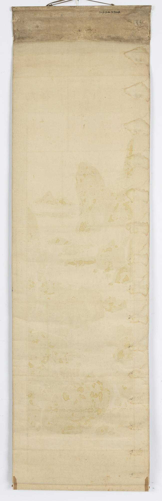 Rullmålning, okänd konstnär, färg och tusch på siden. Qing dynastin. Signerad och med fyra sigill i rött.