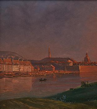 Knud Andreassen Baade, View over Dresden at sunset.
