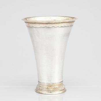 A Swedish 18th century parcel-gilt silver beaker, mark of Petter Gillberg, Varberg 1791.