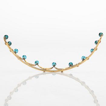 A gilded sterling silver tiara with topazes.
