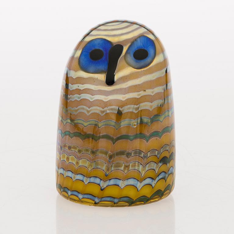 OIVA TOIKKA, GLASSKULPTUR, "Pikku pöllö", signerad O. Toikka Nuutajärvi.