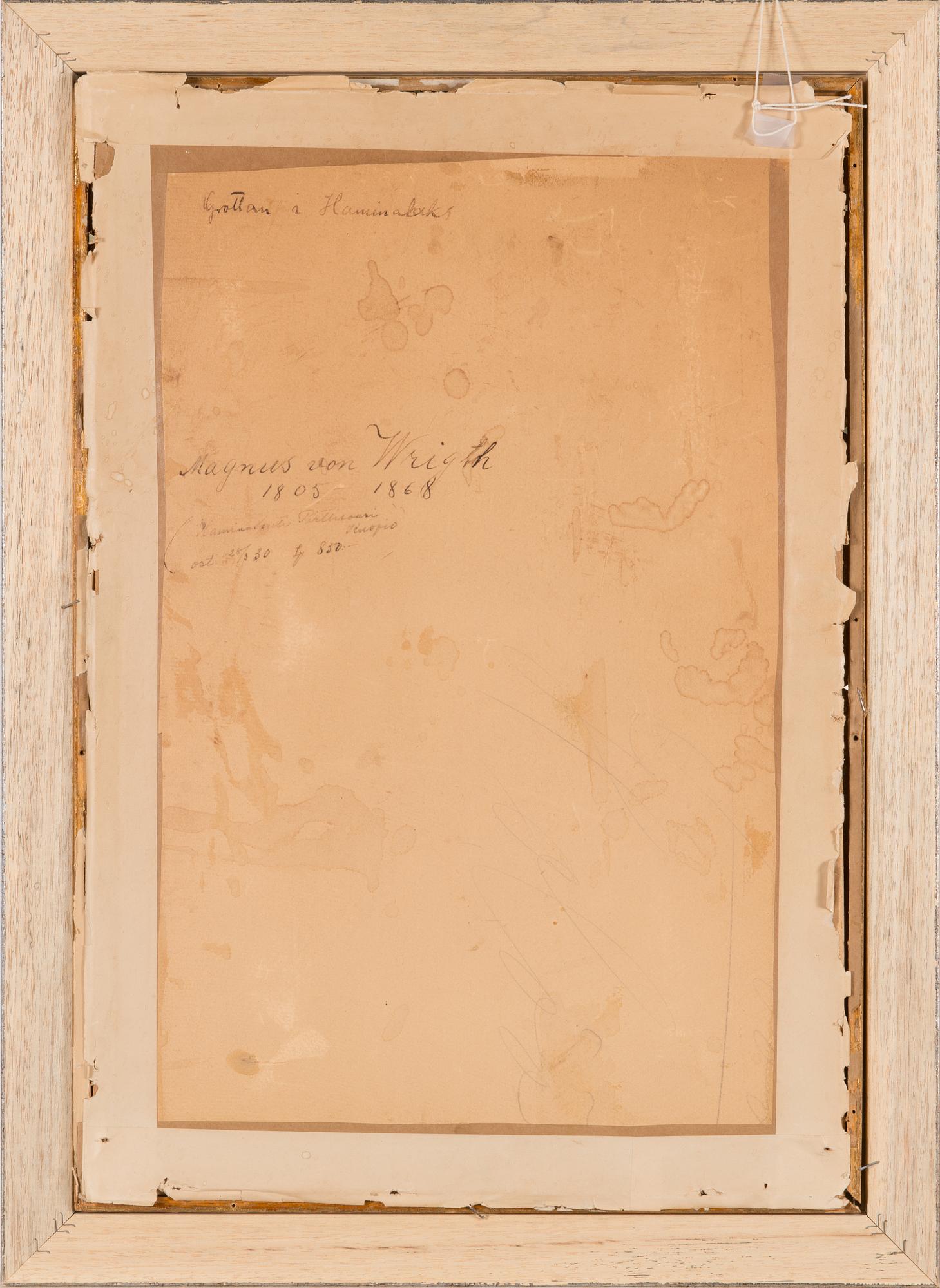 Magnus von Wright, blyertsteckning, signerad och daterad 29 febr 1852.
