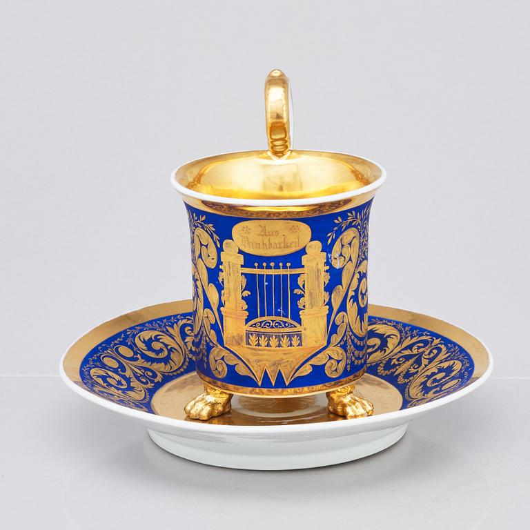 A German Berlin cup with stand, 19th Century.