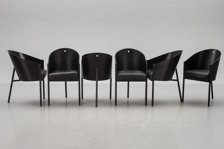 KARMSTOLAR, 6 st, "Costes", Philippe Starck, Aleph, Driade, Italien, märkta/etikettmärka.