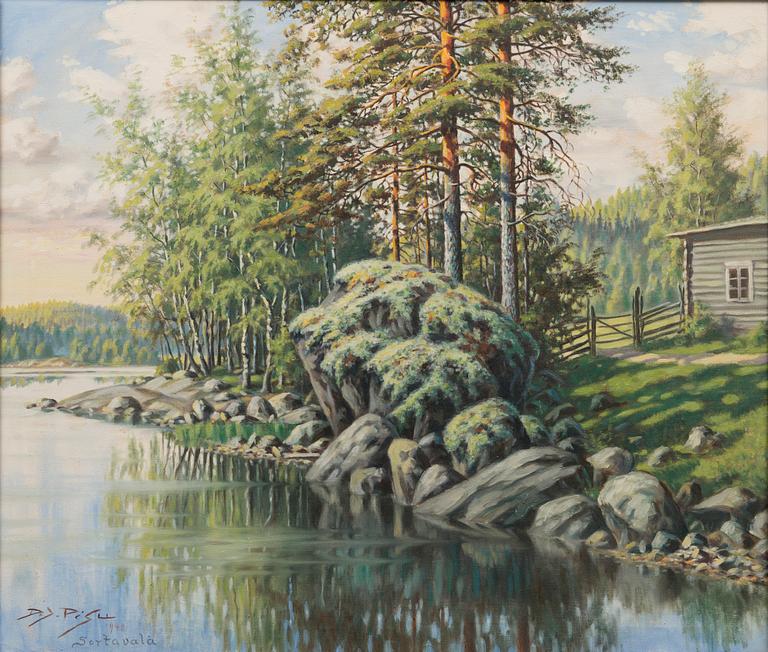 DANIEL JOHANNES PESU, öljy kankaalle, signeerattu ja päivätty Sortavala 1940.