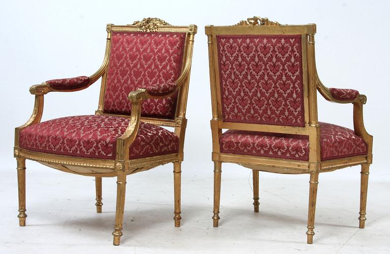 SALONGSGRUPP, 10 delar, Louis XVI-stil, 1900-tal.