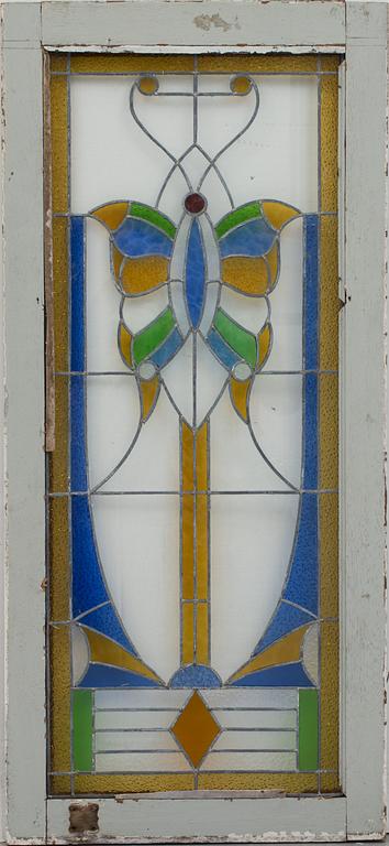 FÖNSTER, 2 st, blyinfattade, 1900-tal.