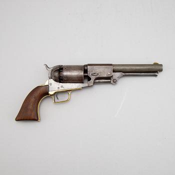 A Colt Dragoon first model percussion revolver with replacement barrel with British marks. serial no on other parts 4088.
