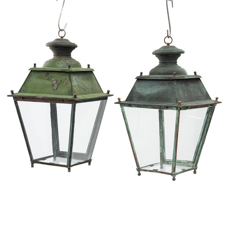 Ceiling lanterns, a pair, late 19th century.