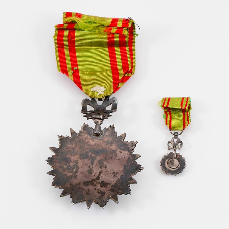 KOMMENDÖRSTECKEN SAMT MINIATYR, silver, Ordre du Nichan-Iftikhar, Mohammed en Nacer Pacha-Bey, Tunisien, 1921.