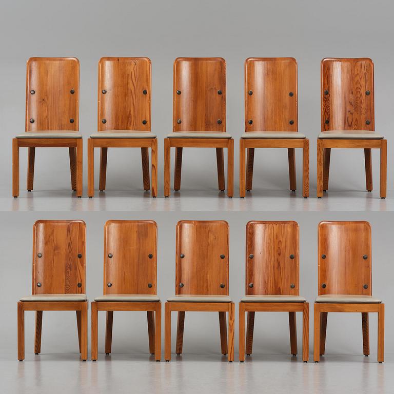 Axel Einar Hjorth, a set of ten stained pine "Lovö" chairs, Nordiska Kompaniet, Sweden, 1930s.