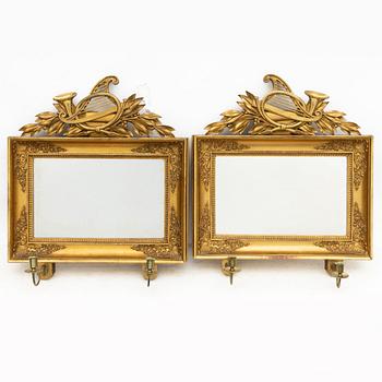 Petter Gustaf Bylander, a pair of late Empire mirror sconces, Gothenburg, mid-19th century.
