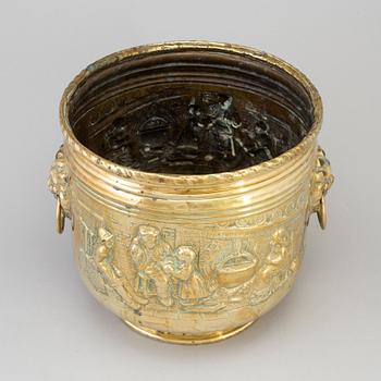 An 18th/19th century brass flower pot.