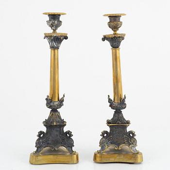 A Pair of Candlesticks, late 19th Century.