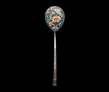 282. A RUSSIAN CLOISONNE  SPOON. РУССКАЯ ЛОЖКА, КЛУАЗОНЕ.