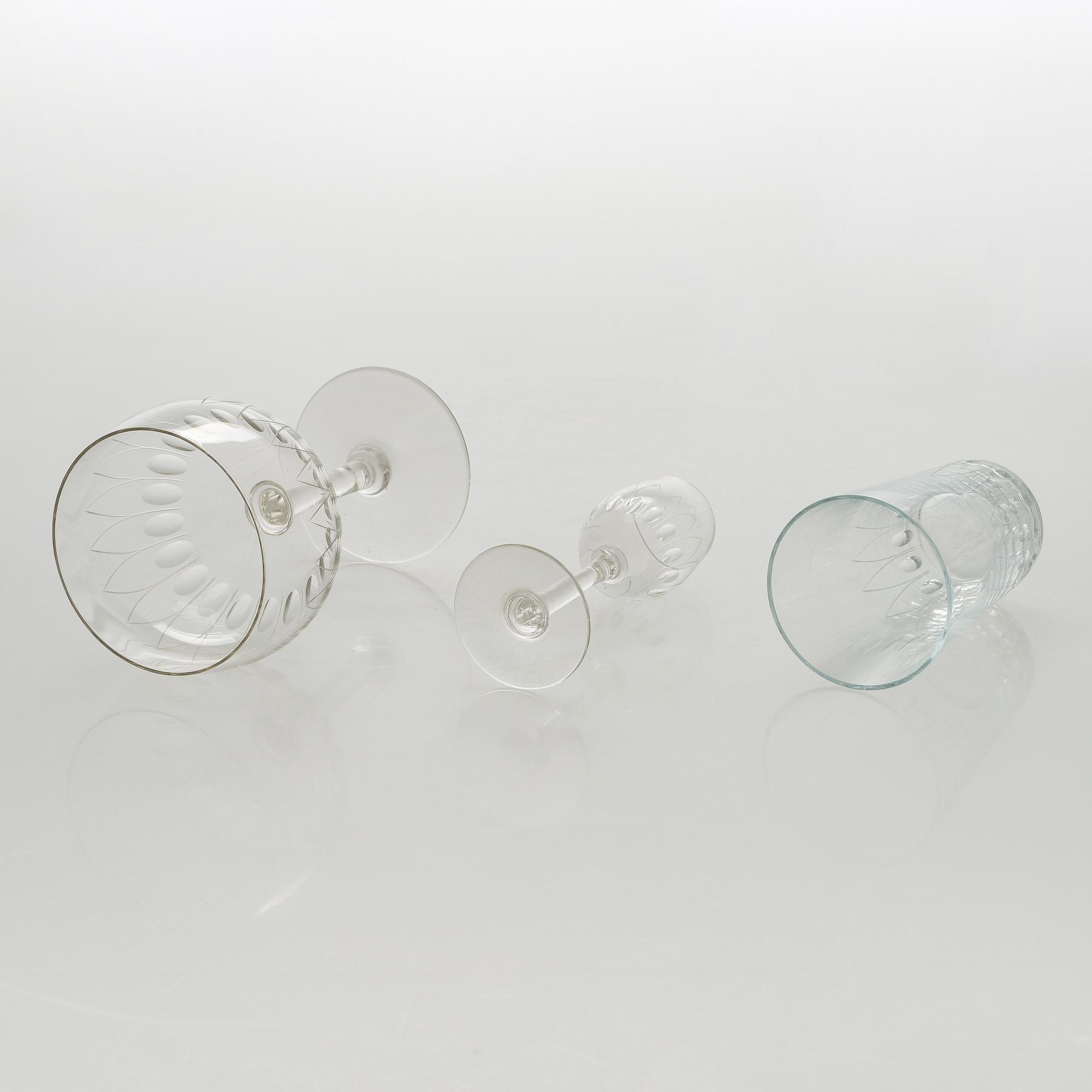 Göran Hongell, glasservis, 52 delar, "Kilta". Iittala, i produktion 1947-1966.