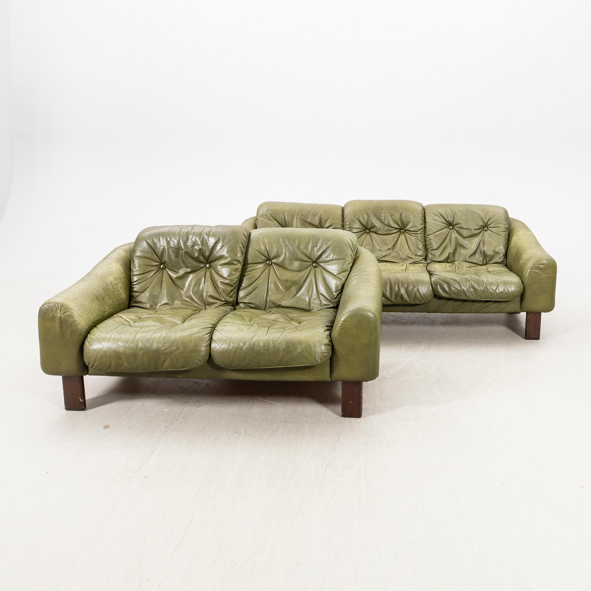 Two sofas, leather, 1970s.