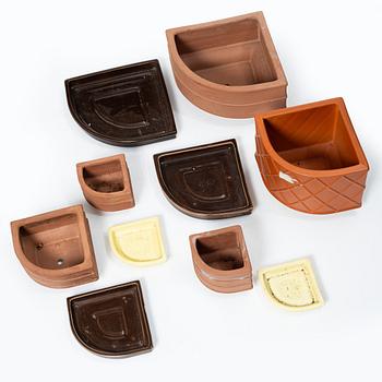 Wilhelm Kåge, 14 ceramic 'Planta' flower pots, Gustavsberg & Steninge, Sweden, 1940's/50's.