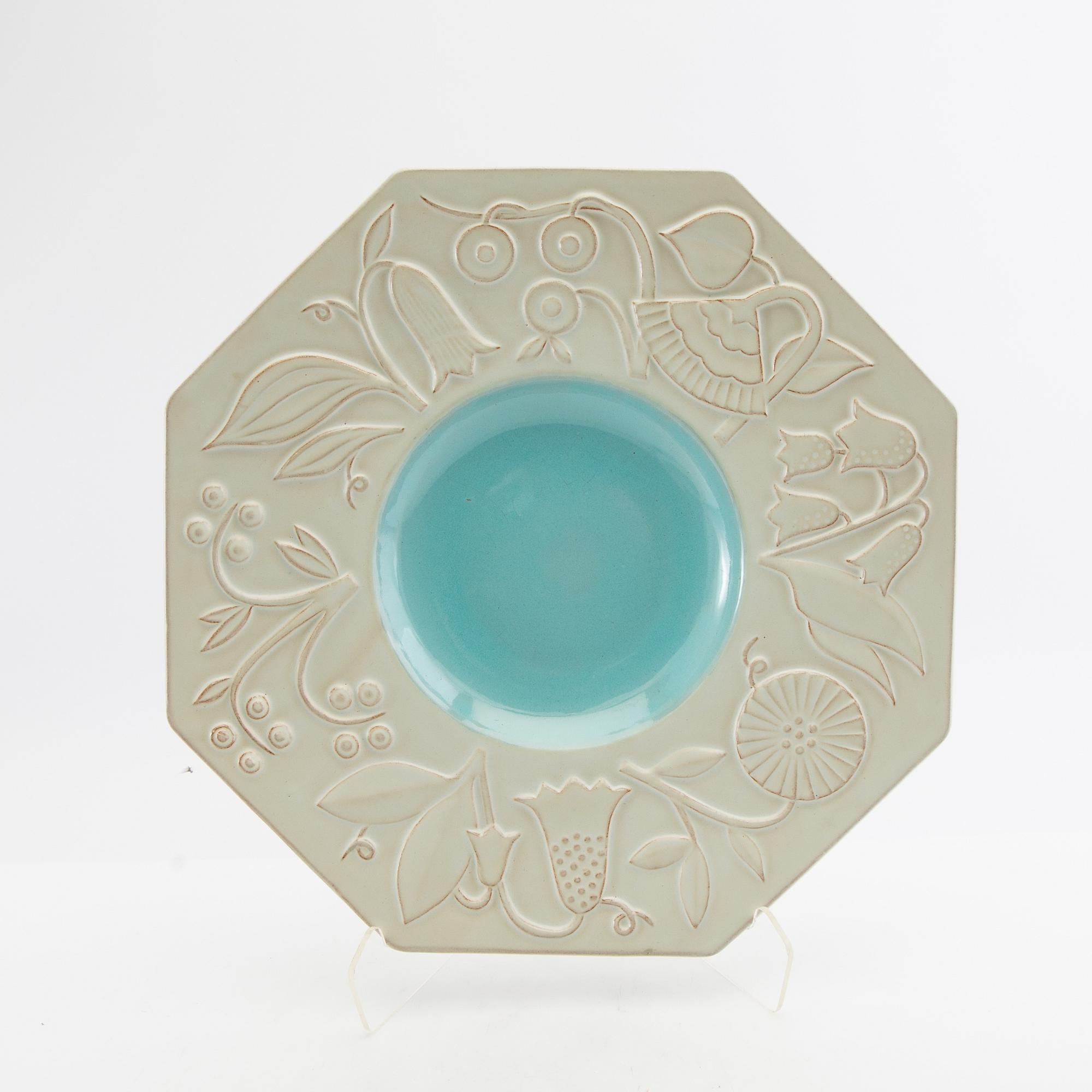 Anna-Lisa Thomson, Fruit bowl and dish Uppsala Ekeby mid-20th century stoneware.