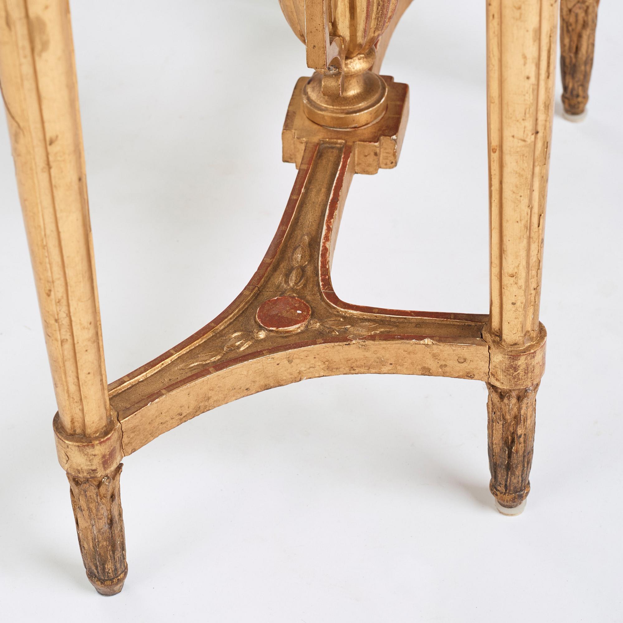 A Gustavian carved giltwood console table, late 18th Century.