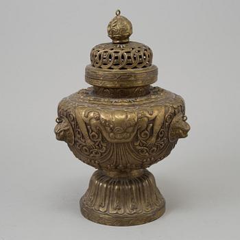 A tibetan incense burner with cover, late 19th century.