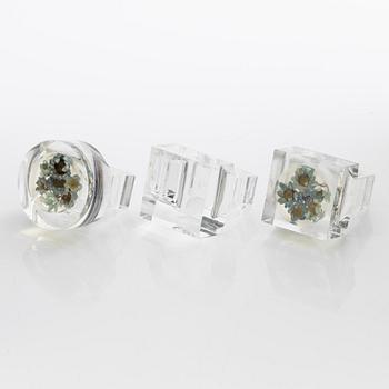 Siv Lagerström, three rings acrylic plastic, 1970s.