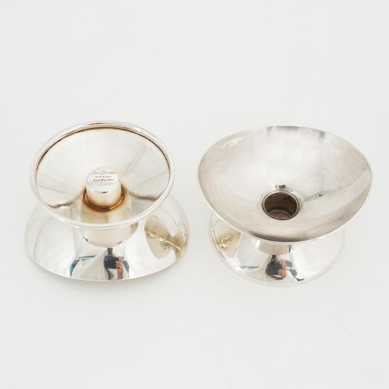 Hans Hansen, ljusstakar ett par, sterlingsilver, Danmark 1950-60-tal.