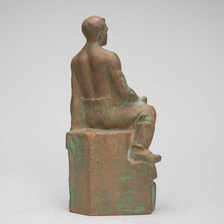 YRJÖ LIIPOLA, skulptur, rödlera, signerad och daterad 1949.