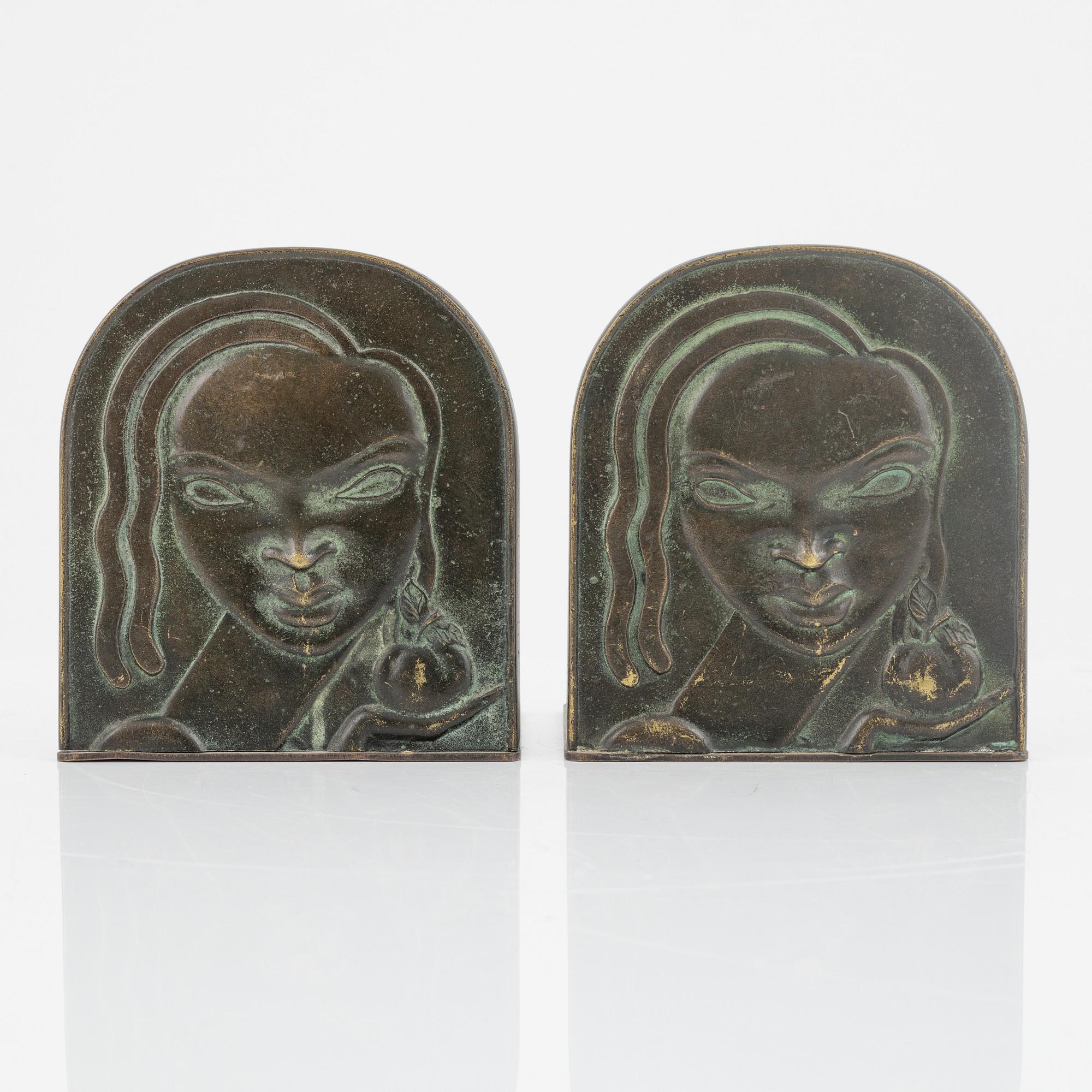 Ystad Brons (Ystad Metall), bokstöd, ett par, Swedish Grace, 1920-30-tal.