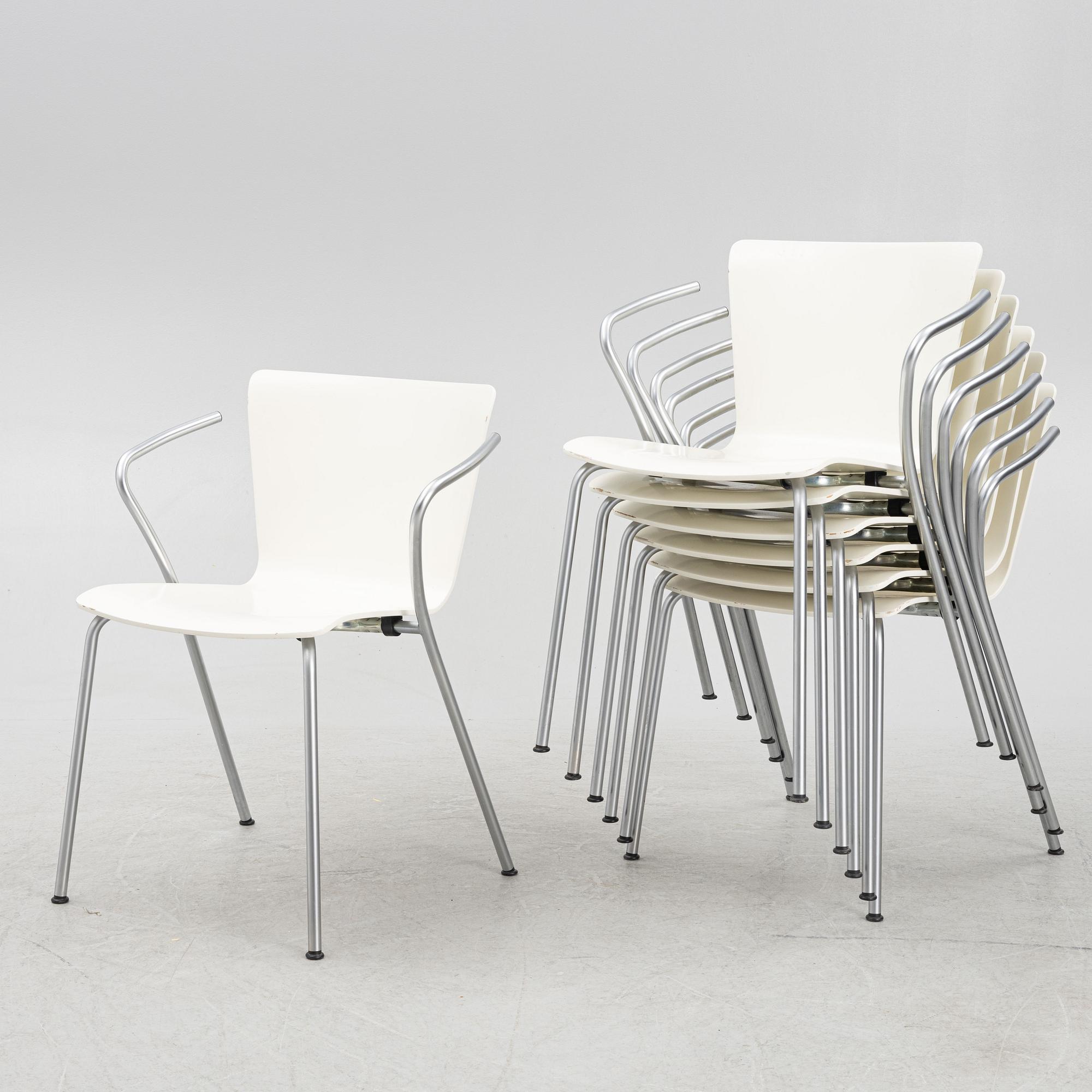 Vico Magistretti, a set of seven 'Vico Duo' chairs, Fritz Hansen, Denmark, dated 2000.