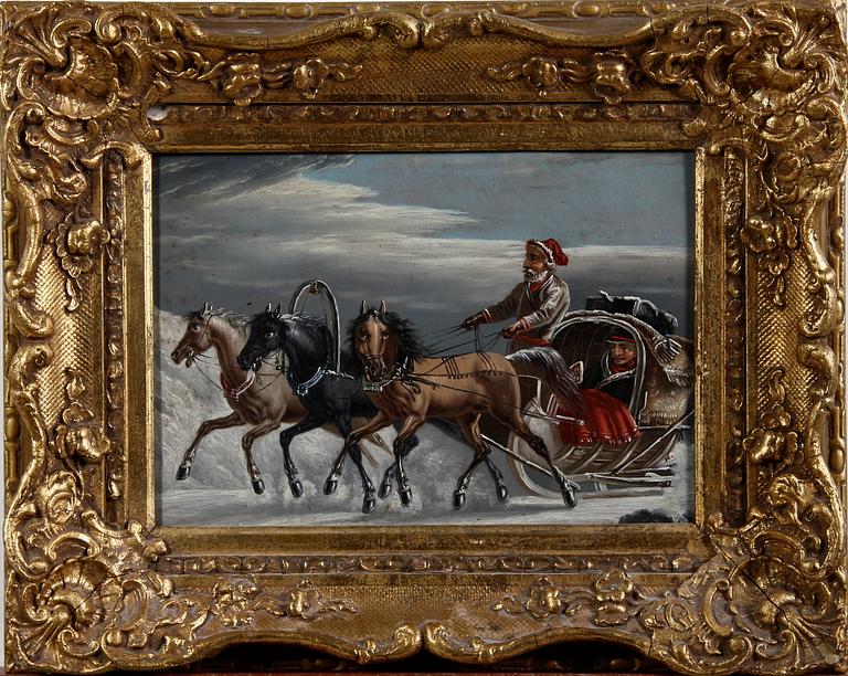 OKÄND KONSTNÄR, olja på plåt, 1800/1900-tal.