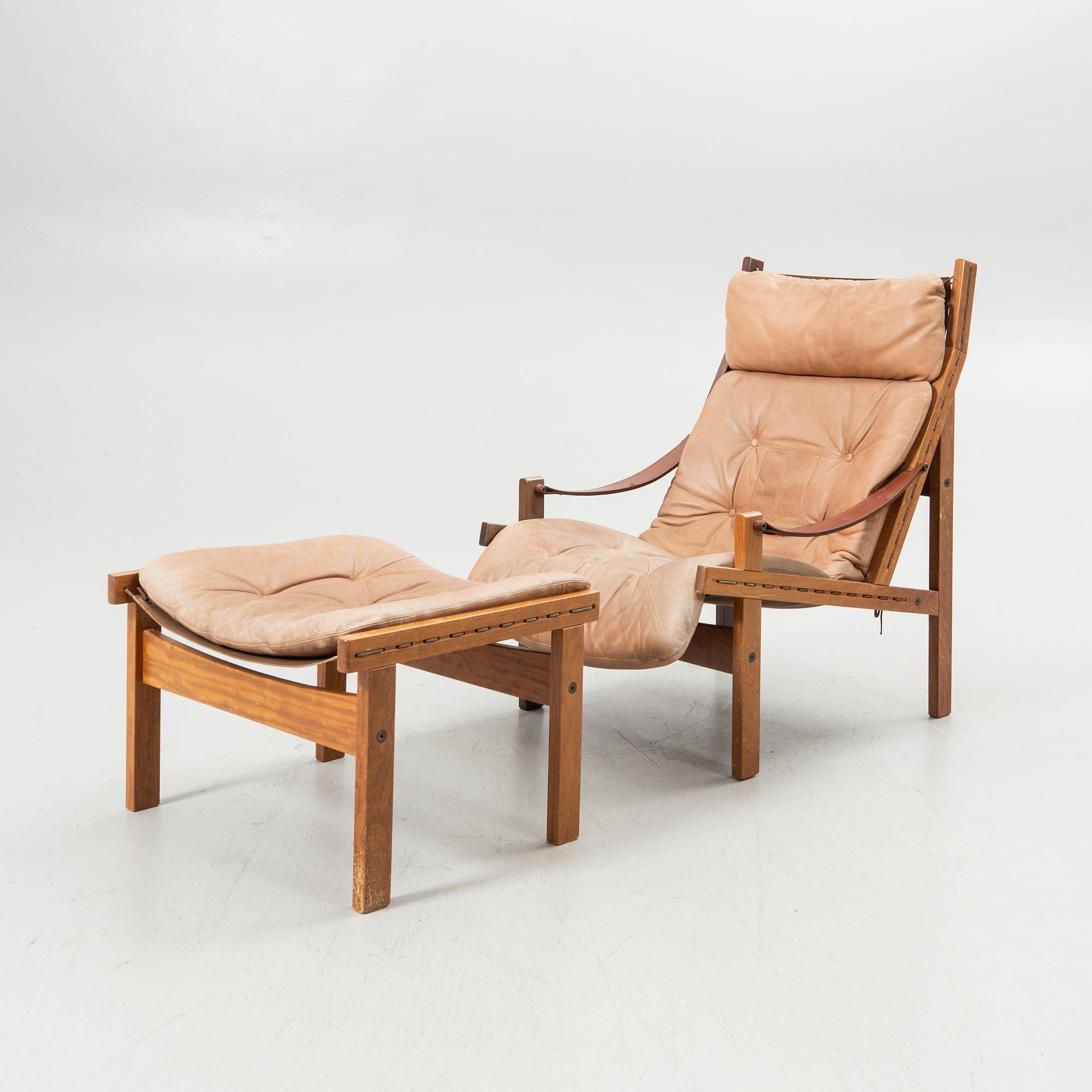 Torbjørn Afdal, Armchair with footstool, “Hunter”, Stranda Industri A/S for Bruksbo, Norway, 1960s/70s.