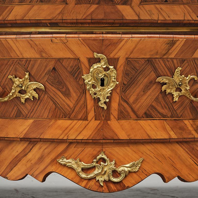 A rococo parquetry and gilt brass-mounted commode attrbuted to M. Engström (master in Stockholm 1758-97).