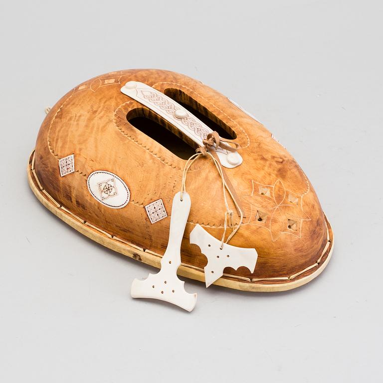 A ceremonial sami drum by THL-slöjd.