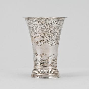 BÄGARE, silver, Carl Gustaf Högstedt, Kalmar, 1834. Vikt 94 g.