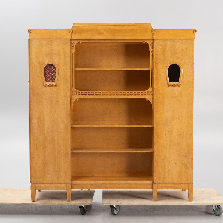 A birch veneered book case/wardrobe, 1930's/40's.