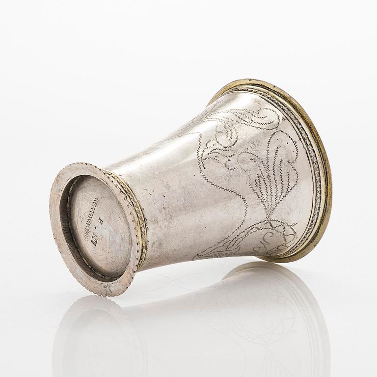 A Swedish 18th century parcel-gilt silver beaker, mark of Martin Bernström, Härnösand (active 1742-1779 (1782)).