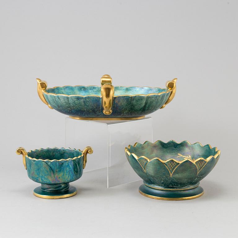 3 bowls by Josef Ekberg for Gustavsberg, 1920´s/30´s.