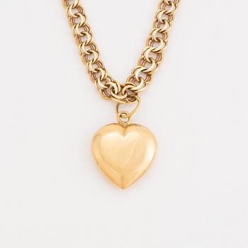 Collier, bismarcklänk med hjärtberlock, 18K guld.