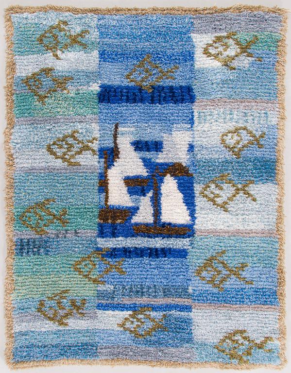 Toini Nyström, rya, modell för Finska handarbetets vänner. Ca 135 x 105 cm.