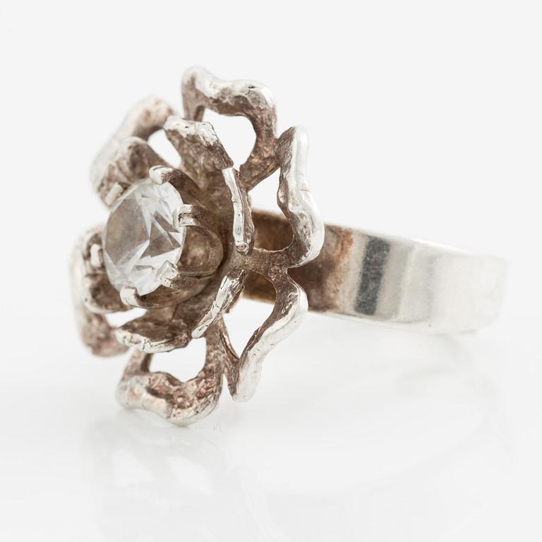 Theresia Hvorslev, ring, sterling silver with a white stone, Lidköping 1972.