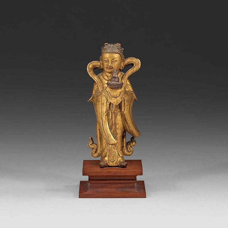 LONGNÜ, förgylld brons, Mingdynastin, 1600-tal.