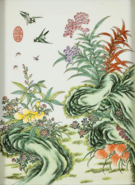Two porcelain Plaques, China, second half of the 20th century.