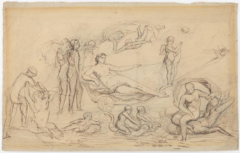 Pietro Testa, follower of, pencil and ink on paper.