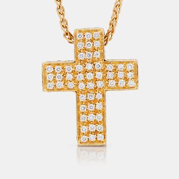 1095. A 1.69 ct brilliant-cut diamond cross necklace.